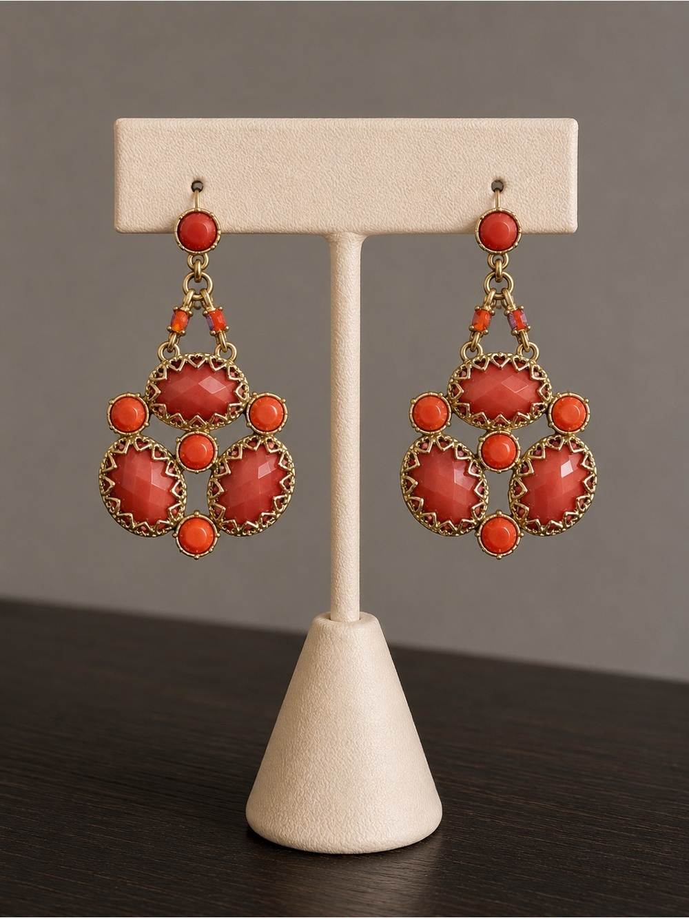Fuchsia & Gold Statement Chandelier Earrings